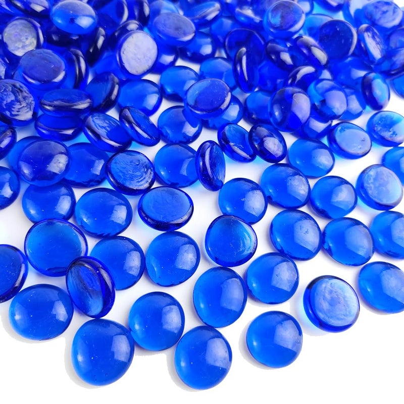 HappyFiller 5 LB Dark Blue Glass Gems Flat Glass Marbles Gemstones for Vase Fillers,Floral Aquarium Pebbles Rocks,Garden,Mosaics Crafts,Fire Drop Beads Firepit Fireplace - Image 1